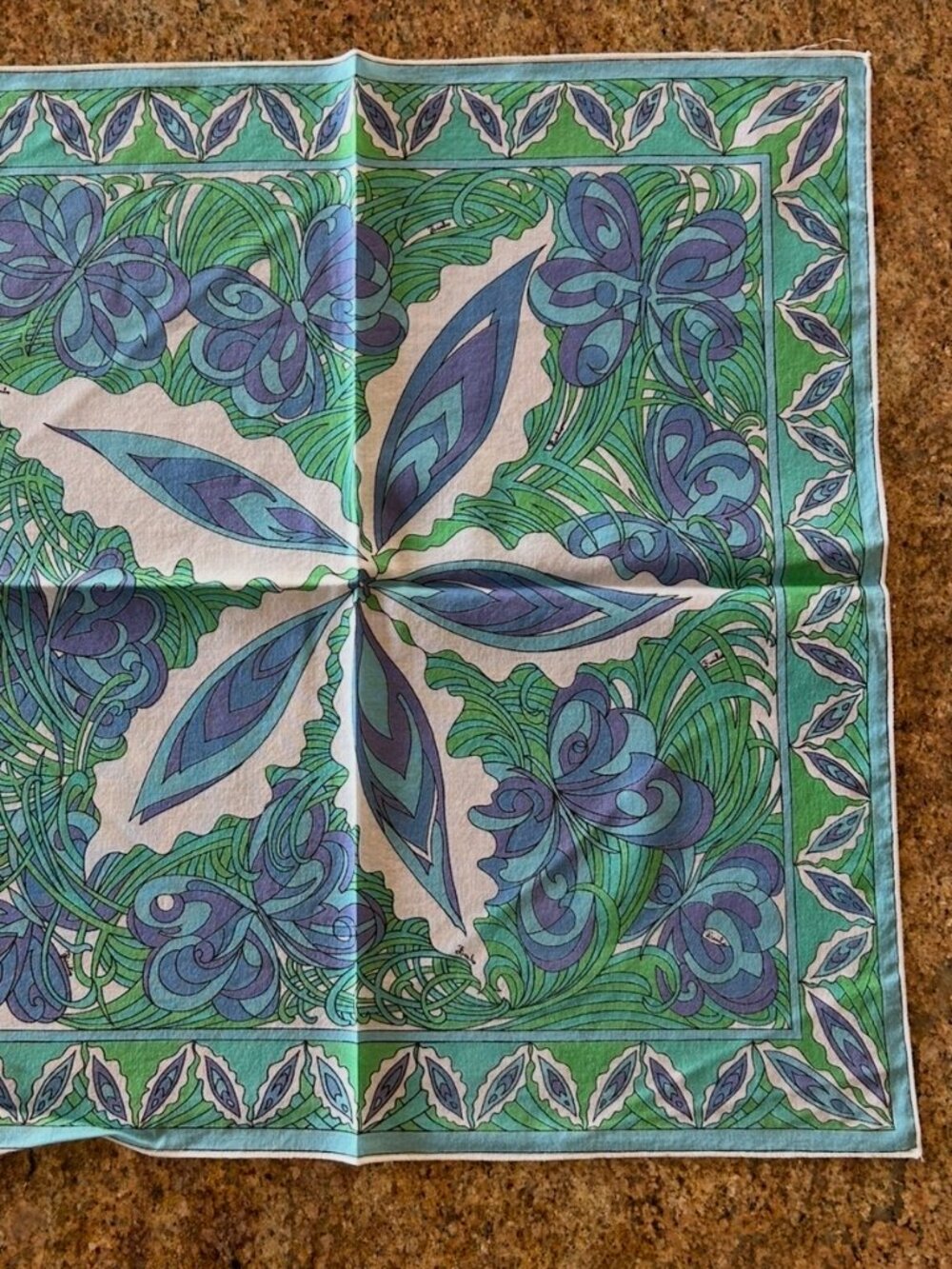 Vintage Emilio Pucci Cotton Pocket Square Handkerchief Made in Italy